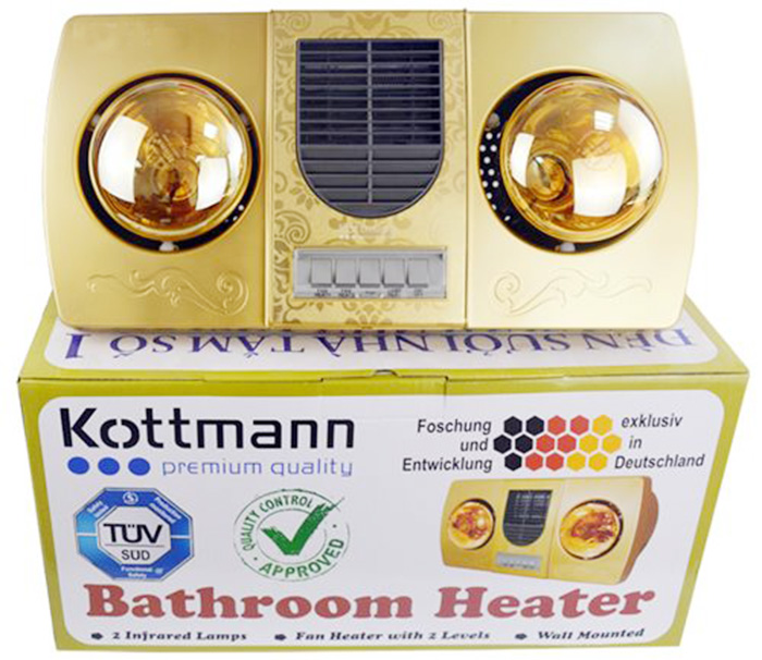 Đèn sưởi nhà tắm 2 bóng thổi gió nóng Kottmann