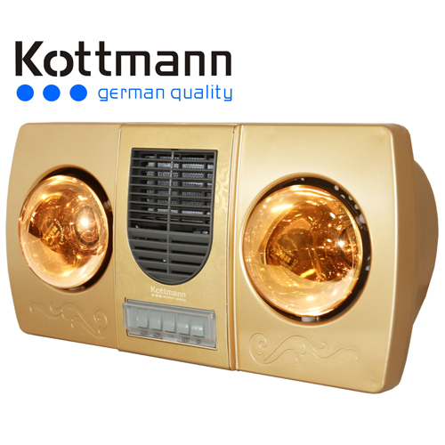 Đèn sưởi nhà tắm 2 bóng thổi gió nóng Kottmann