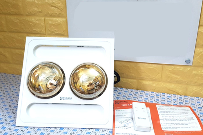 Đèn sưởi nhà tắm Kottmann 2 bóng âm trần điều khiển từ xa K9-R