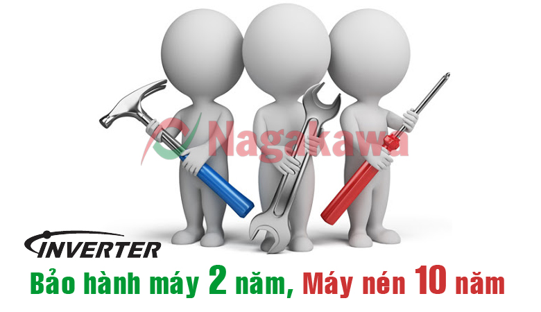 Bảo hành điều hòa Nagakawa inverter 2 năm, máy nén 10 năm