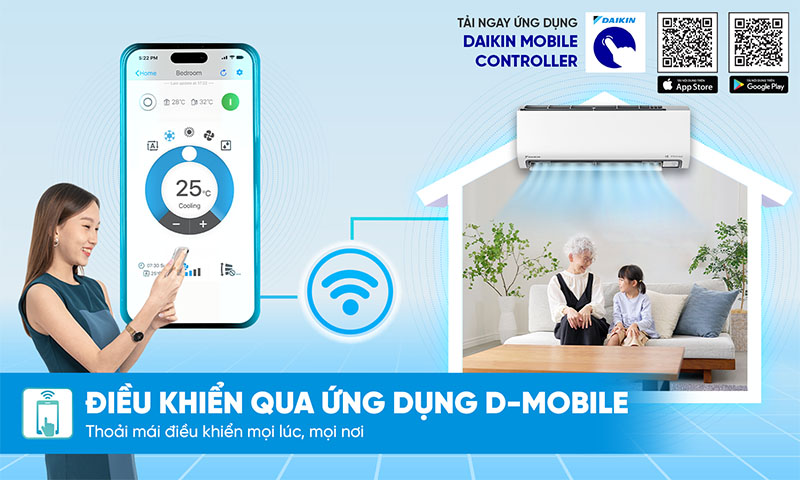 Điều hòa Daikin D-mobile kết nối wifi điều khiển qua điện thoại