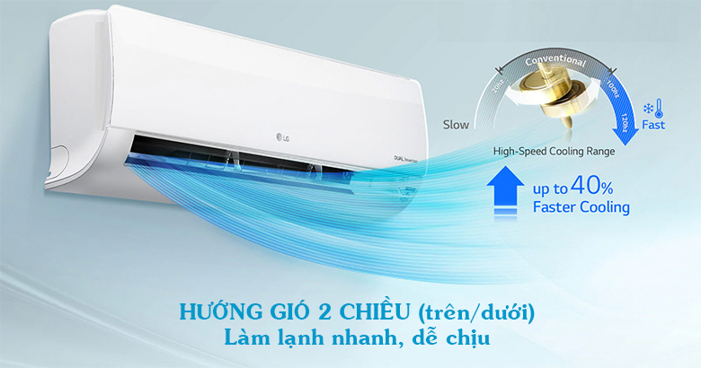 Điều hòa LG thổi gió 2 hướng trên, dưới