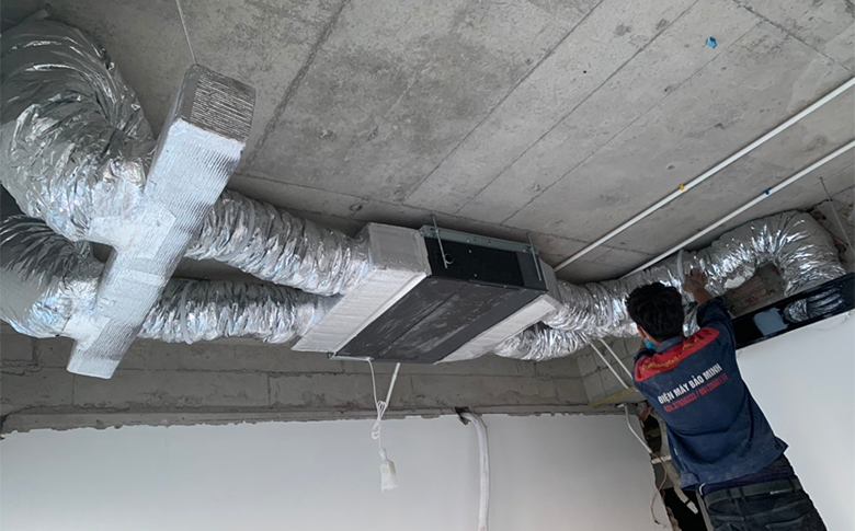 Thi công lắp đặt điều hòa âm trần nối ống gió